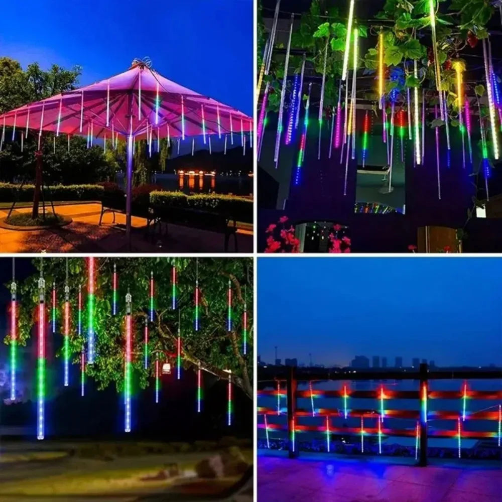 30cm 8Tubes LED Meteor Shower Lights AA Battery Indoor/Outdoor Decor for Trees, Yards, Gardens, Parties, Christmas, Halloween