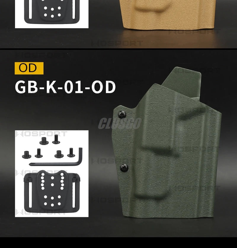 Kydex Tactical Pistol Gun Holster for GL17 19 19X 45 TLR-1 Flashlight Holster Quick Draw Hunting Belt Waist Holster