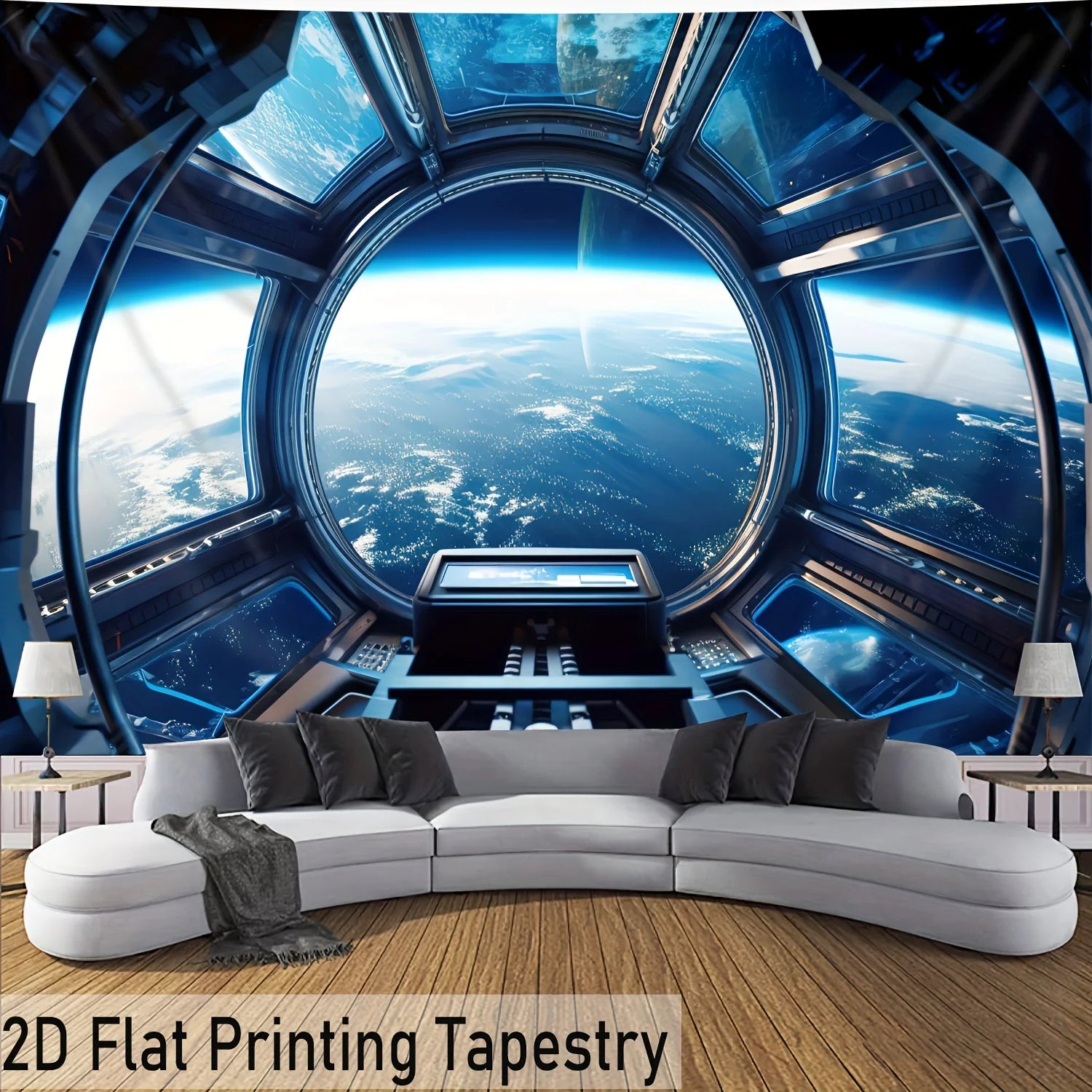 2D Flat Printing Galaxy Planet Tapestry, Large Space Universe Wall Art, Print Polyester Decor for Living Room Bedroom, HD Cosmic