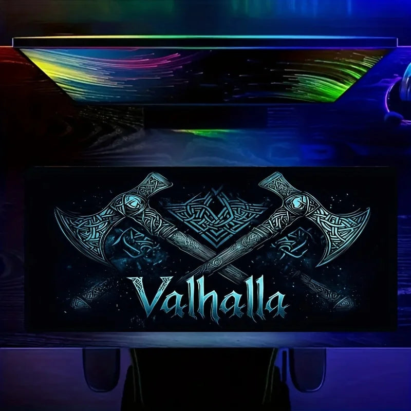 Viking Valhalla Gaming Desk Mat Gaming mats Mouse pad large Mousepad 400X900 PC Computer Double axe design rune Extended pad