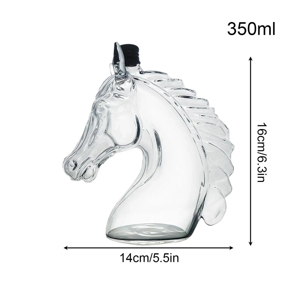 Whiskey Decanter 350ml Horse Head Shape Bar Tool Glass Whiskey Wine Decanter Bottle for Father Men Husband Dad Boyfriend Him