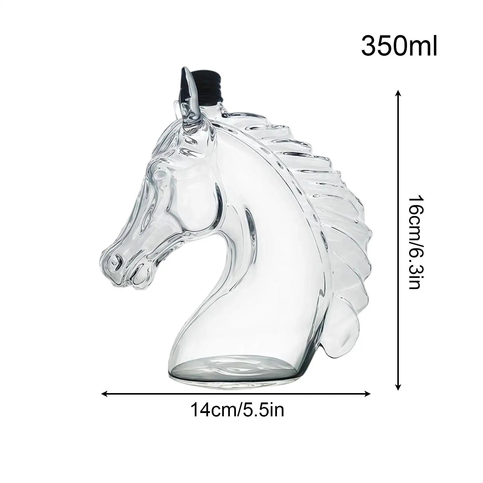 Whiskey Decanter 350ml Horse Head Shape Bar Tool Glass Whiskey Wine Decanter Bottle for Father Men Husband Dad Boyfriend Him