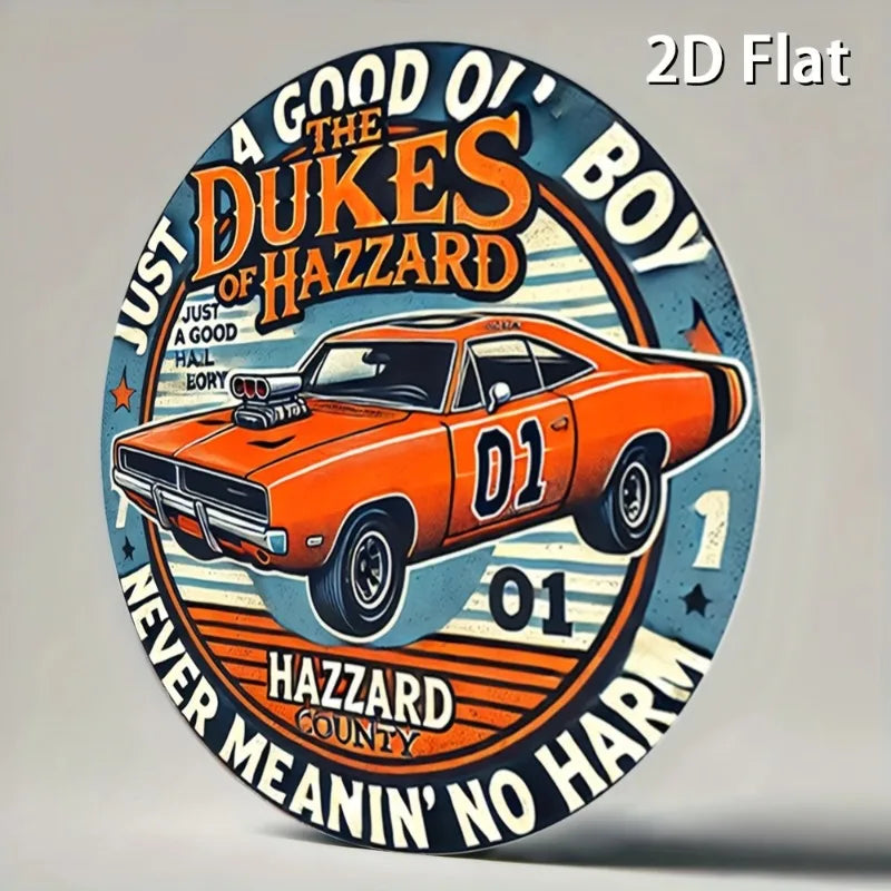 Round Aluminum Sign, Vintage Metal Tin Design, Retro Rustic Wall Art, Car-Themed Decor, Suitable for Home, Garage, Dining Area