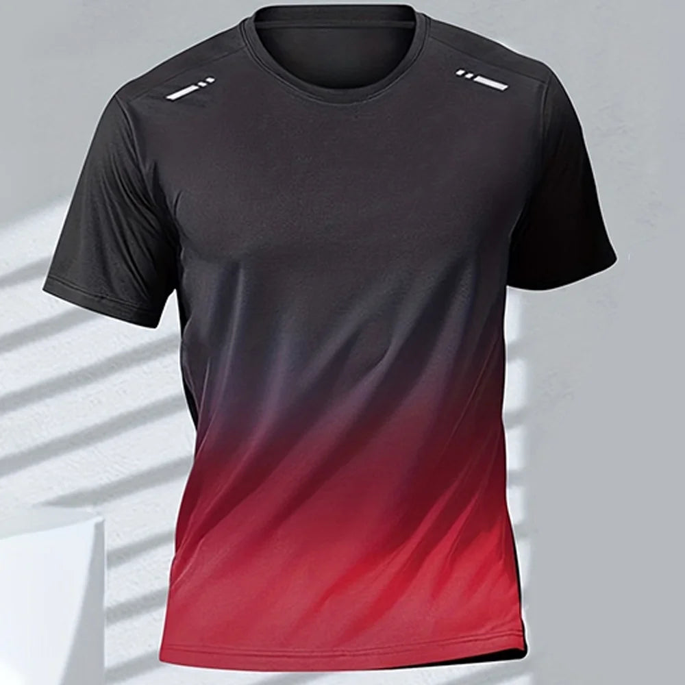 Men's T-Shirts Sports Fitness Basketball Quick-Dry Gradient Running Jersey Short Sleeve Tops Outdoor Sports Training Men Clothes