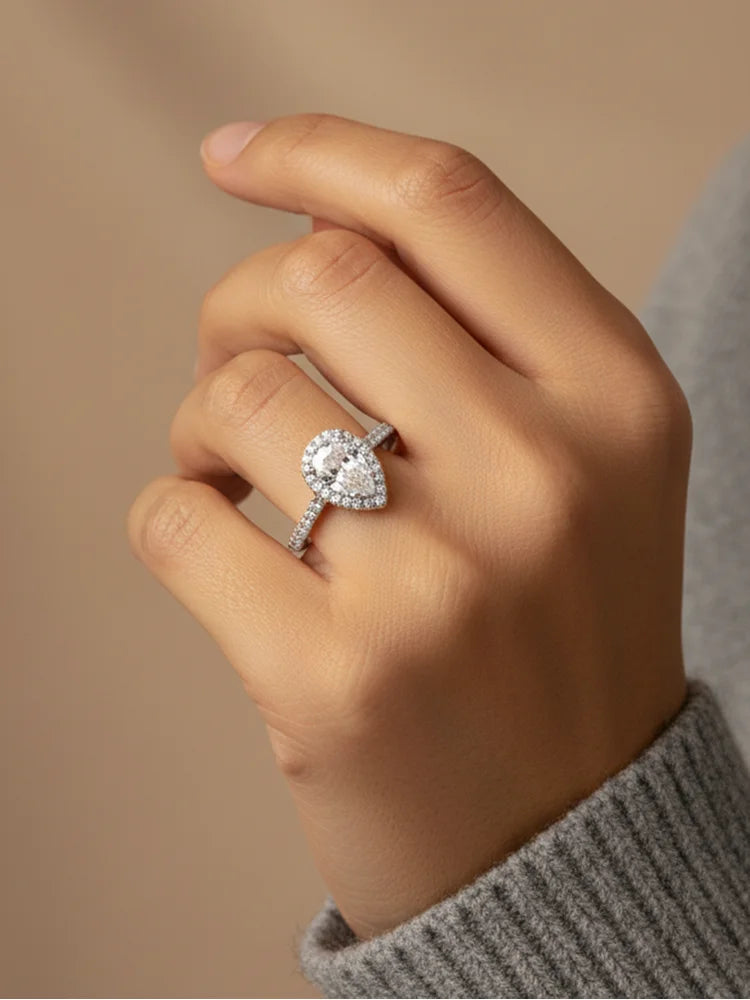 925 Sterling Silver Simplicity Classic Fashion Water Drop Ring For Women Engagement Wedding Luxury High Quality Fine Jewelry