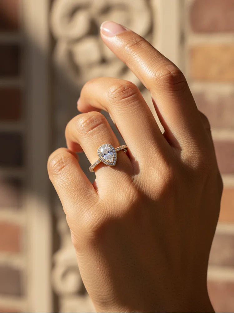 925 Sterling Silver Simplicity Classic Fashion Water Drop Ring For Women Engagement Wedding Luxury High Quality Fine Jewelry