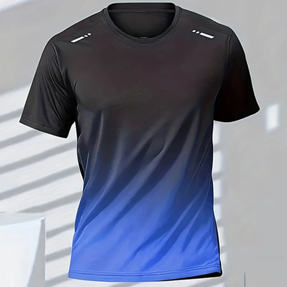 Men's T-Shirts Sports Fitness Basketball Quick-Dry Gradient Running Jersey Short Sleeve Tops Outdoor Sports Training Men Clothes