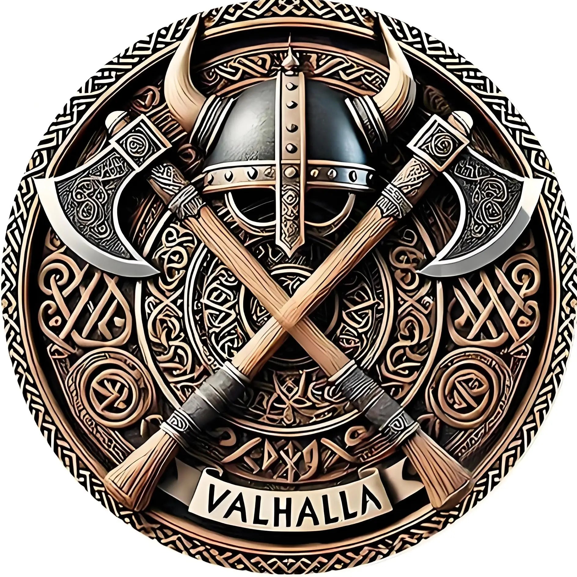 Viking Axes Welcome Sign - Aluminum Wall Art with Intricate Norse Design,Wall-Mounted Decor for Home