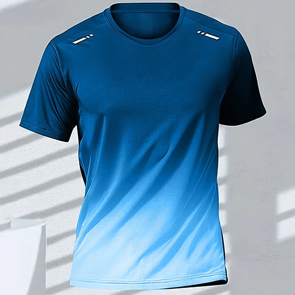 Men's T-Shirts Sports Fitness Basketball Quick-Dry Gradient Running Jersey Short Sleeve Tops Outdoor Sports Training Men Clothes