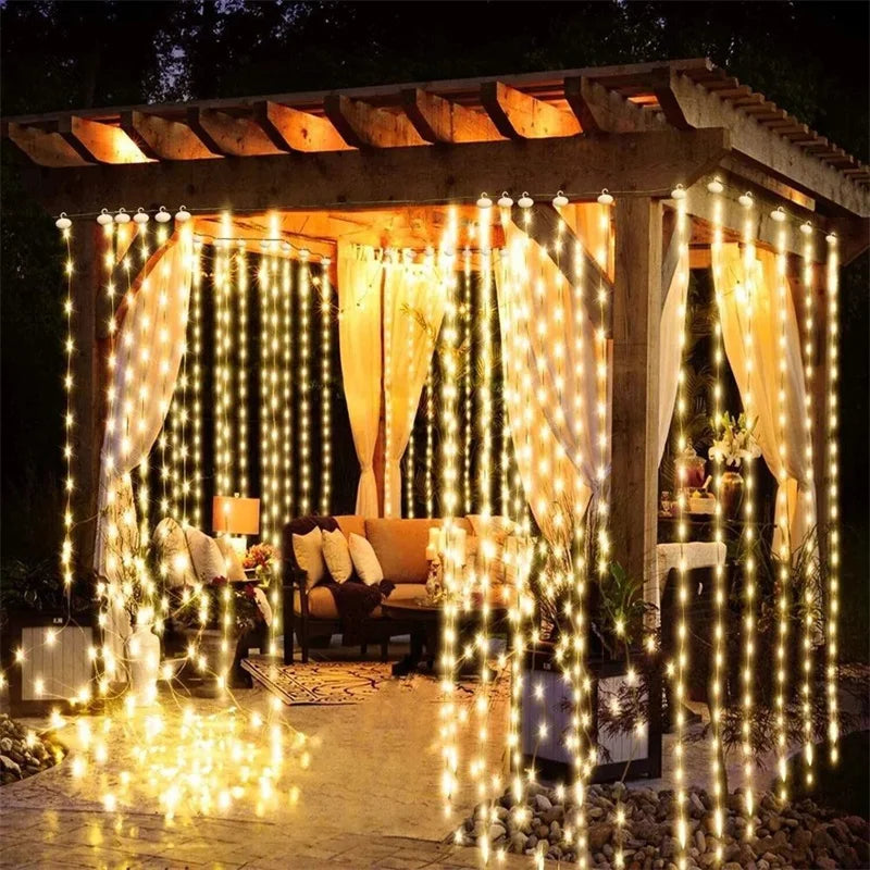 Outdoor Solar Curtain LED String Lights New Year Christmas Landscape Decorative Courtyard Atmosphere Light Holiday Garden Light