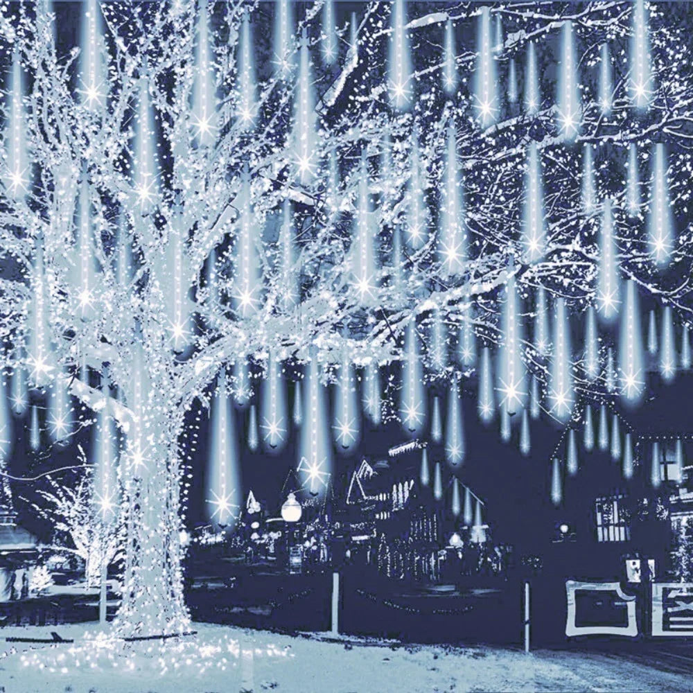 30cm 8Tubes LED Meteor Shower Lights AA Battery Indoor/Outdoor Decor for Trees, Yards, Gardens, Parties, Christmas, Halloween