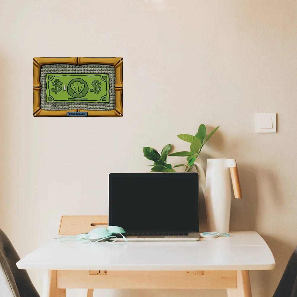 Aluminum First Dollar Wall Decor Vintage Metal Tin Sign for Home and Office Decoration Waterproof and Dustproof Iron Painting