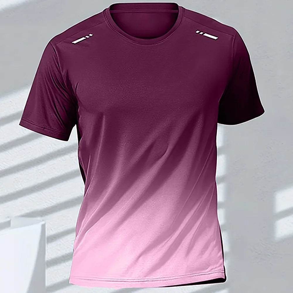 Men's T-Shirts Sports Fitness Basketball Quick-Dry Gradient Running Jersey Short Sleeve Tops Outdoor Sports Training Men Clothes