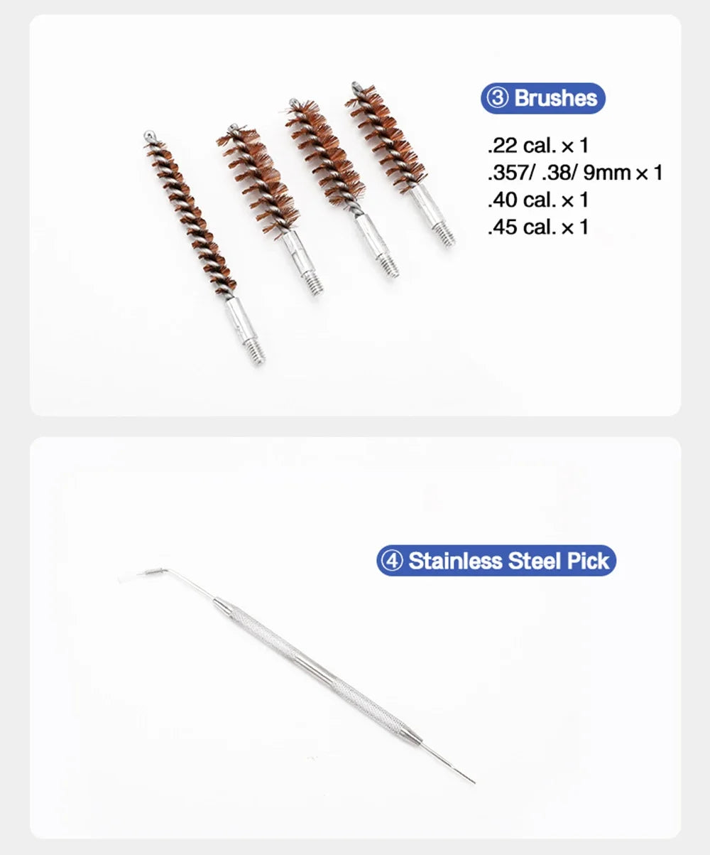 16PCS Multifunctional Pipe Dredging Nylon Brush Gun Barrel Brush Set Gun Cleaning Kit 9mm Ar15 AK 74 M16 M4 G17 19 27 1911