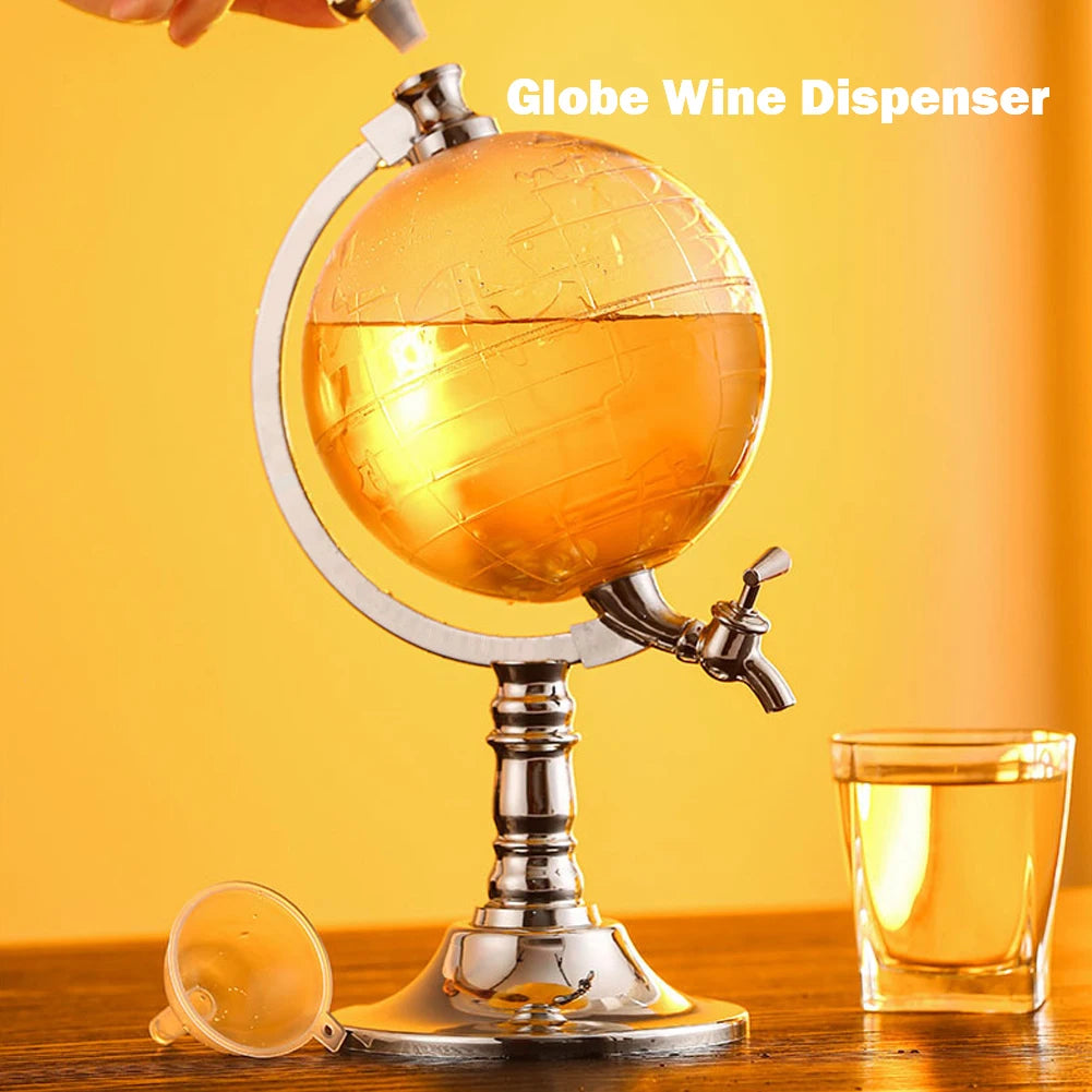 3.5L Decanter Dispenser Bar Tools Globe Shape Dispenser Alcohol Drink Dispenser for Home for Wine Liquors Whiskey Drinks