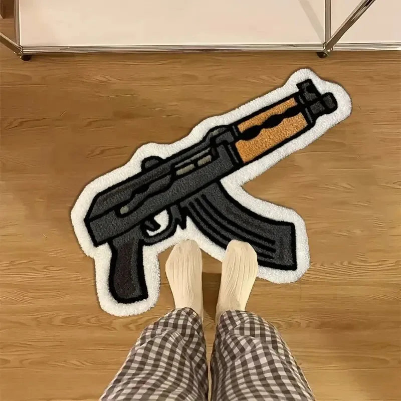 VIKAMA Creative Gun Design Carpet Home Decor, Non-Slip And Dirt-Resistant, For Living Room And Bedroom, Soft And Absorbent Rug