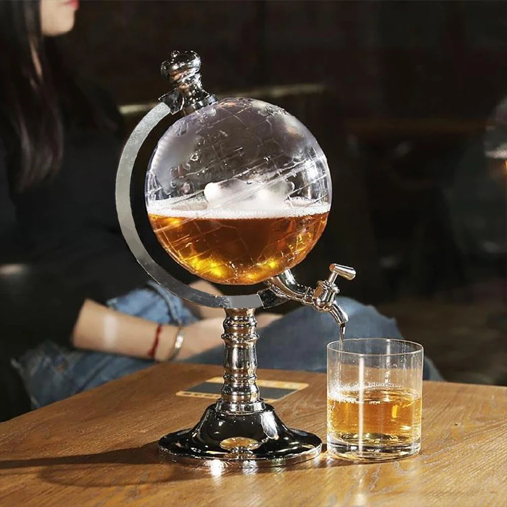 3.5L Decanter Dispenser Bar Tools Globe Shape Dispenser Alcohol Drink Dispenser for Home for Wine Liquors Whiskey Drinks