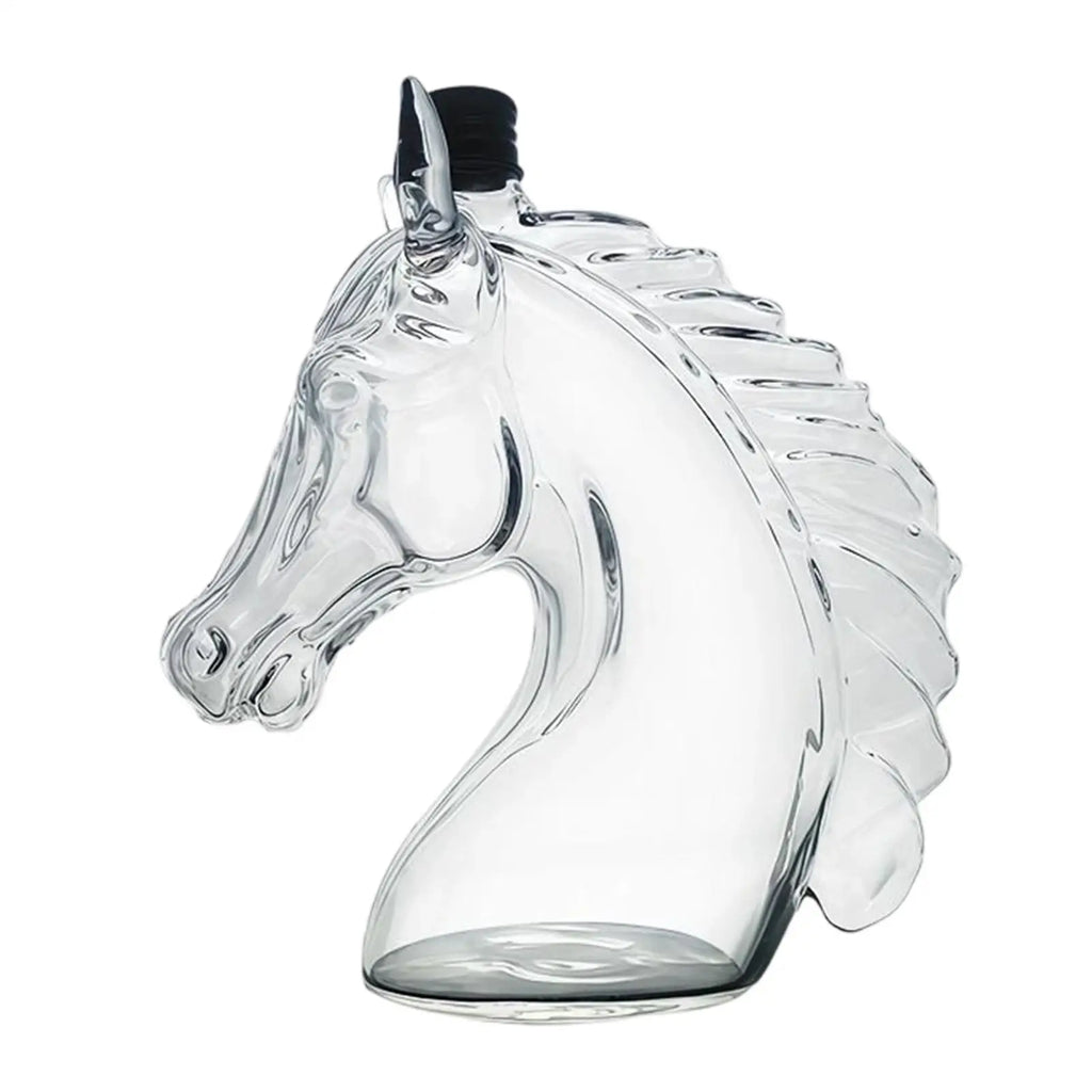 Whiskey Decanter 350ml Horse Head Shape Bar Tool Glass Whiskey Wine Decanter Bottle for Father Men Husband Dad Boyfriend Him