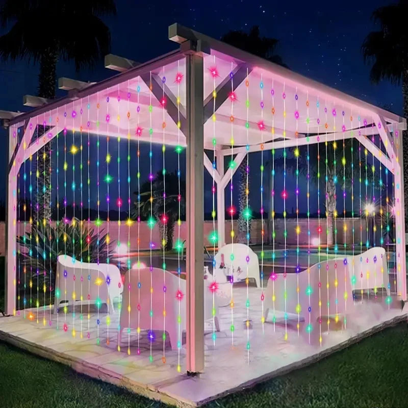 Outdoor Solar Curtain LED String Lights New Year Christmas Landscape Decorative Courtyard Atmosphere Light Holiday Garden Light