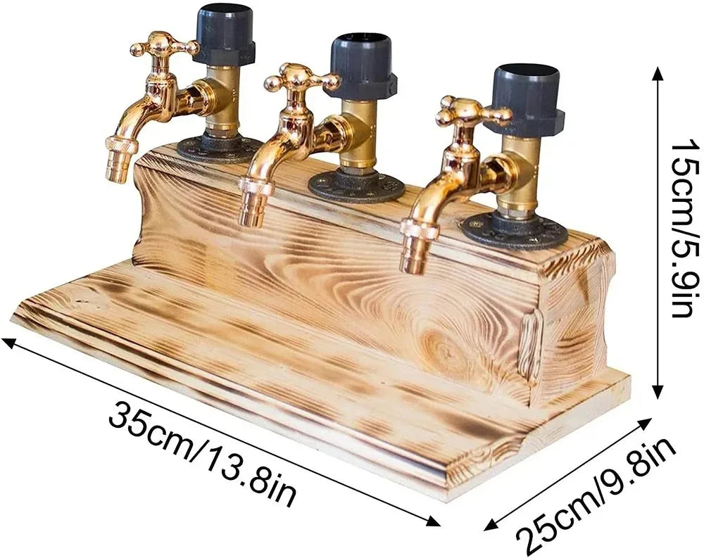 Wood Faucet Shaped Whisky Liquor Dispenser Perfect Wine Alcohol Gifts for Dad  Husband Rustic Farmhouse Bar Home Decor