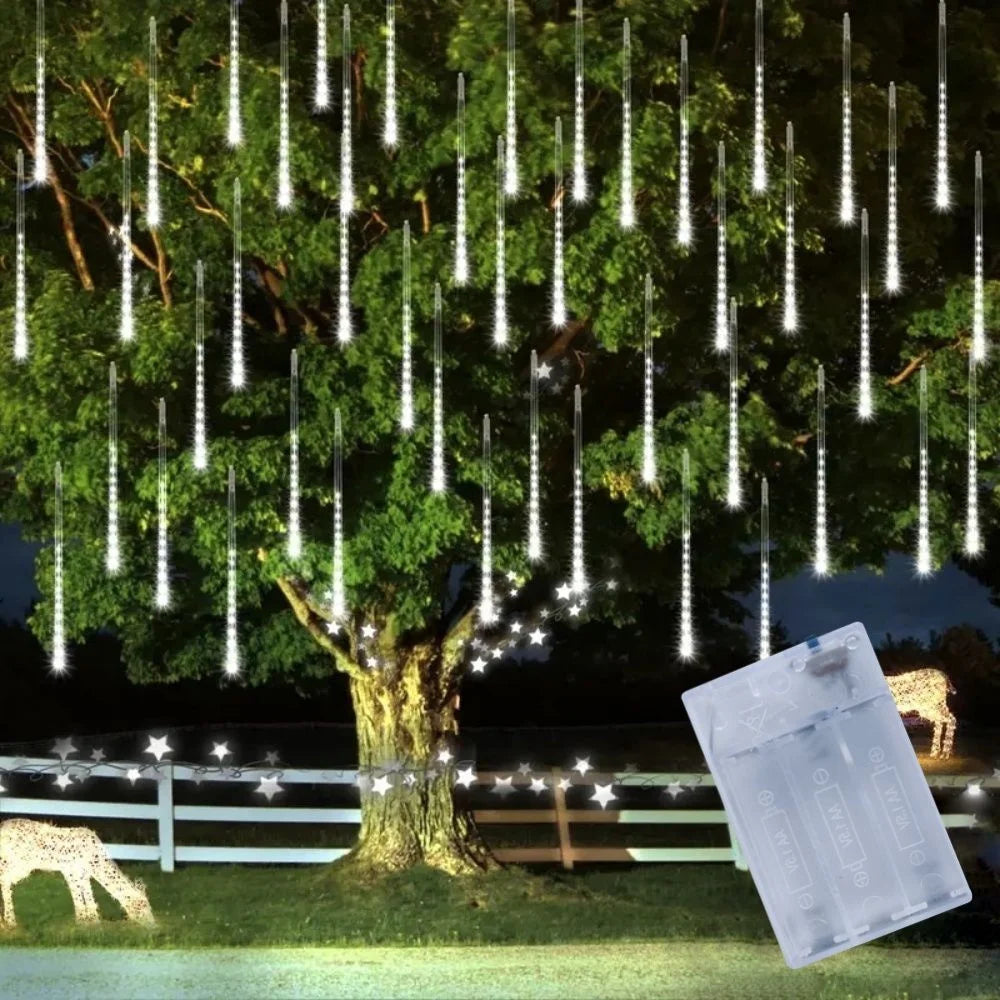 30cm 8Tubes LED Meteor Shower Lights AA Battery Indoor/Outdoor Decor for Trees, Yards, Gardens, Parties, Christmas, Halloween