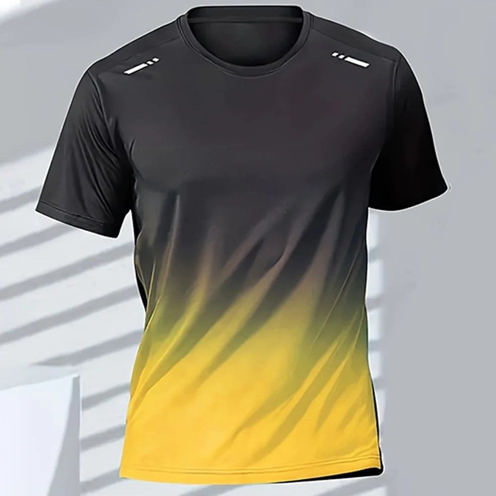 Men's T-Shirts Sports Fitness Basketball Quick-Dry Gradient Running Jersey Short Sleeve Tops Outdoor Sports Training Men Clothes