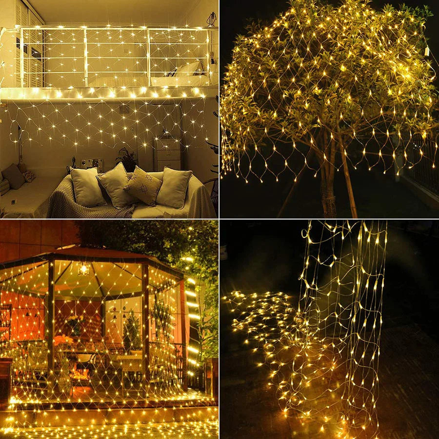 3mx3m 3mx2m 2mX2m LED String Christmas Net Lights Fairy Xmas Party Garden Wedding Decoration Curtain Light Christmas Garlands
