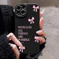 Minimalist Pink Girly Bow Slogan Phone Soft Case for iPhone 16E 16 15 14 13 12 11 Pro Max 13 12 Mini X XS XR 7 8 Plus SE2 Cover