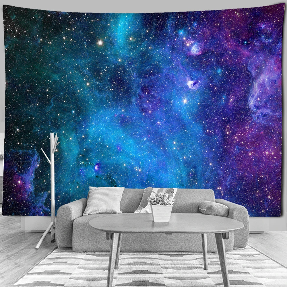 Blue Galaxy Starry Sky Tapestry Wall Hanging Abstract Art Universe Mysterious Dormitory Living Room Home Decor