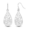 925 Sterling Silver Filigree Earrings Italian Filigrana Lace Drop Hoop Hypoallergenic For Women Party Wedding Versatile Jewelry
