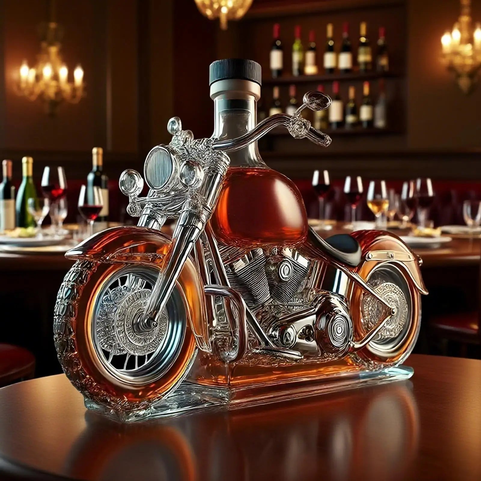 hot Wine Decanter Motorcycle Shape Glass Aerator Decanter Vintage Liquor Aerator Desk Decor For Whisky Champagne Vodka Bar Home