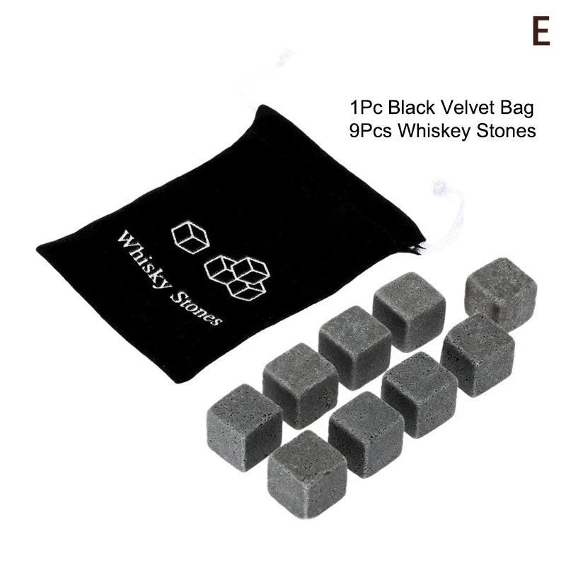 Set 8 Pcs Granite Ice Cubes+ 2 Pcs Cups For Whisky In Wooden Bottle Box Present For Dad Father'S Day Gift For Men Whiskey Stones