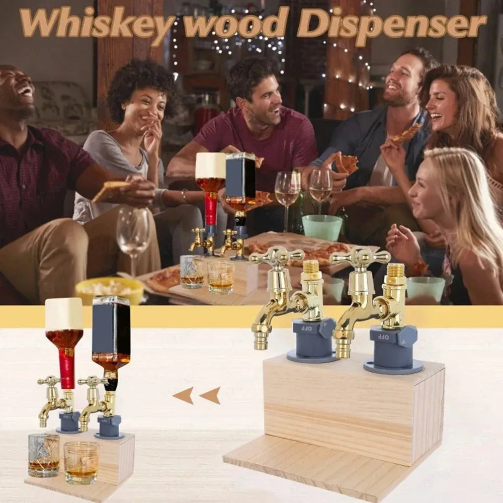 Wood Faucet Shaped Whisky Liquor Dispenser Perfect Wine Alcohol Gifts for Dad  Husband Rustic Farmhouse Bar Home Decor