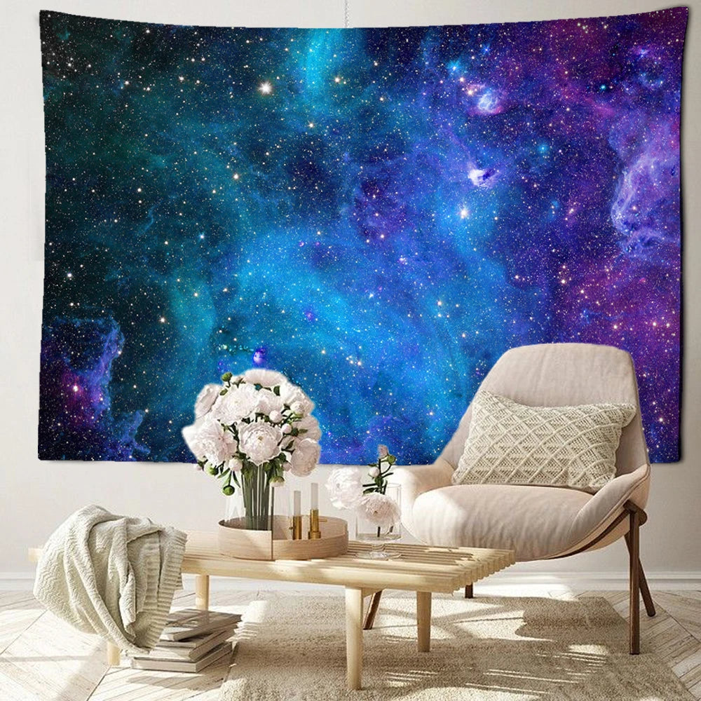 Blue Galaxy Starry Sky Tapestry Wall Hanging Abstract Art Universe Mysterious Dormitory Living Room Home Decor