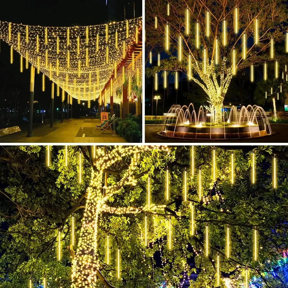 30cm 8Tubes LED Meteor Shower Lights AA Battery Indoor/Outdoor Decor for Trees, Yards, Gardens, Parties, Christmas, Halloween