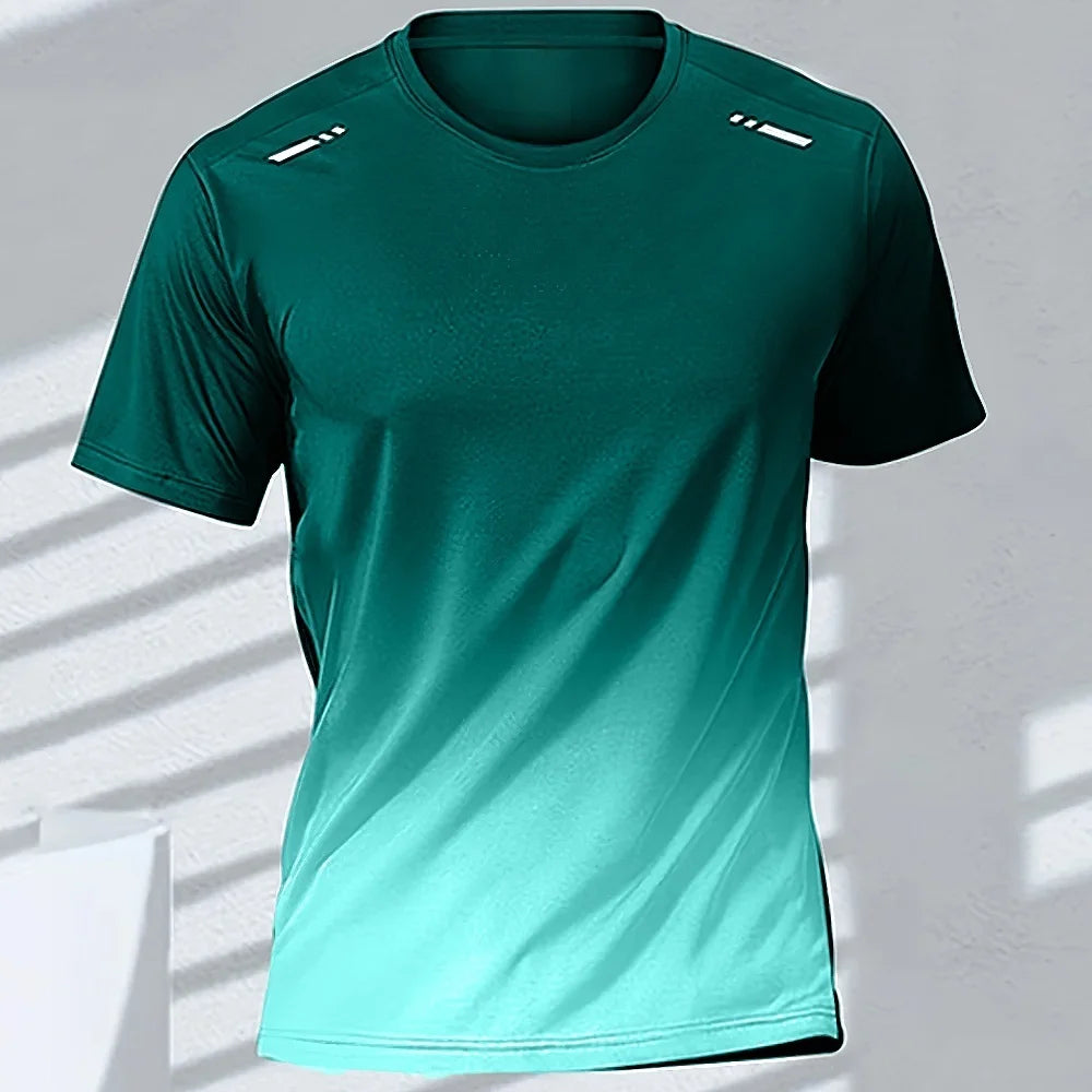 Men's T-Shirts Sports Fitness Basketball Quick-Dry Gradient Running Jersey Short Sleeve Tops Outdoor Sports Training Men Clothes