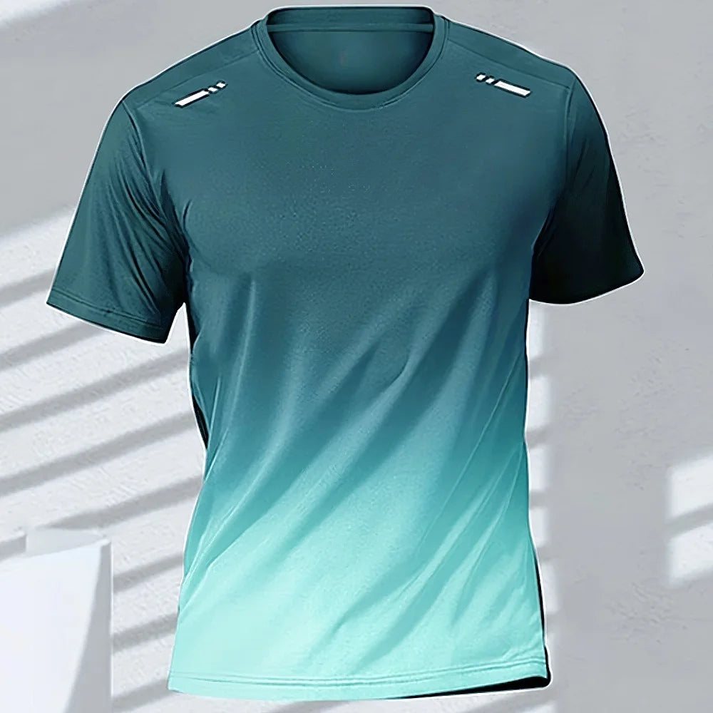 Men's T-Shirts Sports Fitness Basketball Quick-Dry Gradient Running Jersey Short Sleeve Tops Outdoor Sports Training Men Clothes
