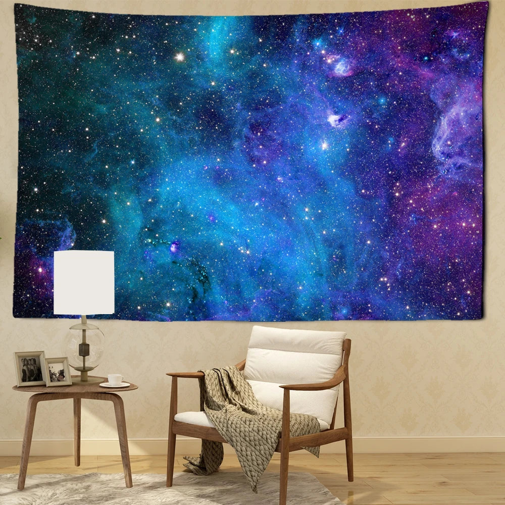 Blue Galaxy Starry Sky Tapestry Wall Hanging Abstract Art Universe Mysterious Dormitory Living Room Home Decor