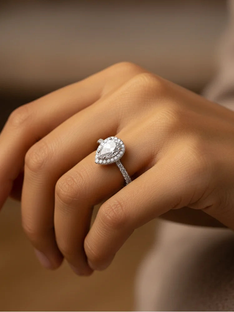 925 Sterling Silver Simplicity Classic Fashion Water Drop Ring For Women Engagement Wedding Luxury High Quality Fine Jewelry