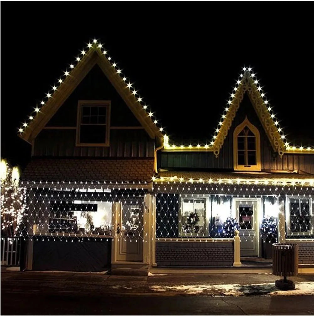 3mx3m 3mx2m 2mX2m LED String Christmas Net Lights Fairy Xmas Party Garden Wedding Decoration Curtain Light Christmas Garlands