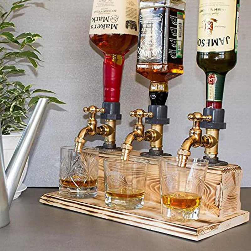 Wood Faucet Shaped Whisky Liquor Dispenser Perfect Wine Alcohol Gifts for Dad  Husband Rustic Farmhouse Bar Home Decor