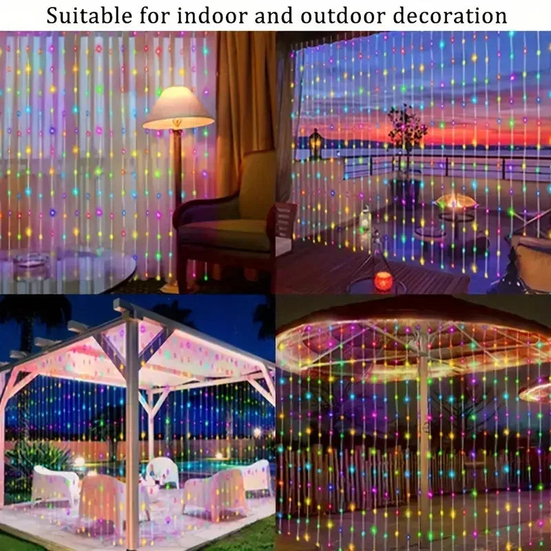Outdoor Solar Curtain LED String Lights New Year Christmas Landscape Decorative Courtyard Atmosphere Light Holiday Garden Light