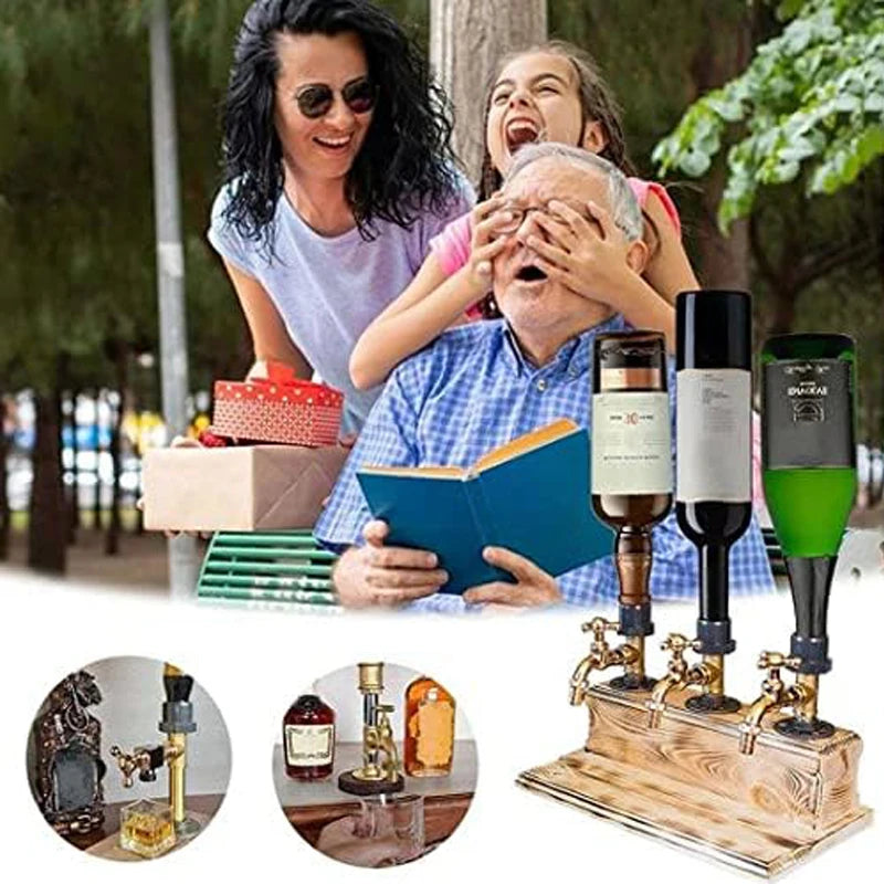 Wood Faucet Shaped Whisky Liquor Dispenser Perfect Wine Alcohol Gifts for Dad  Husband Rustic Farmhouse Bar Home Decor