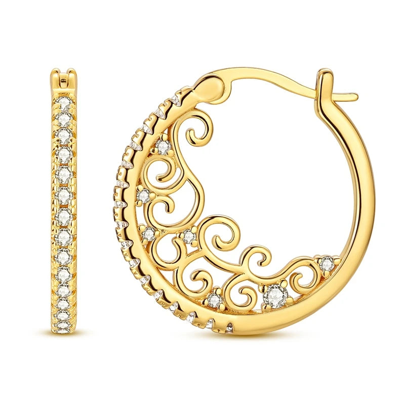 925 Sterling Silver Filigree Earrings Italian Filigrana Lace Drop Hoop Hypoallergenic For Women Party Wedding Versatile Jewelry