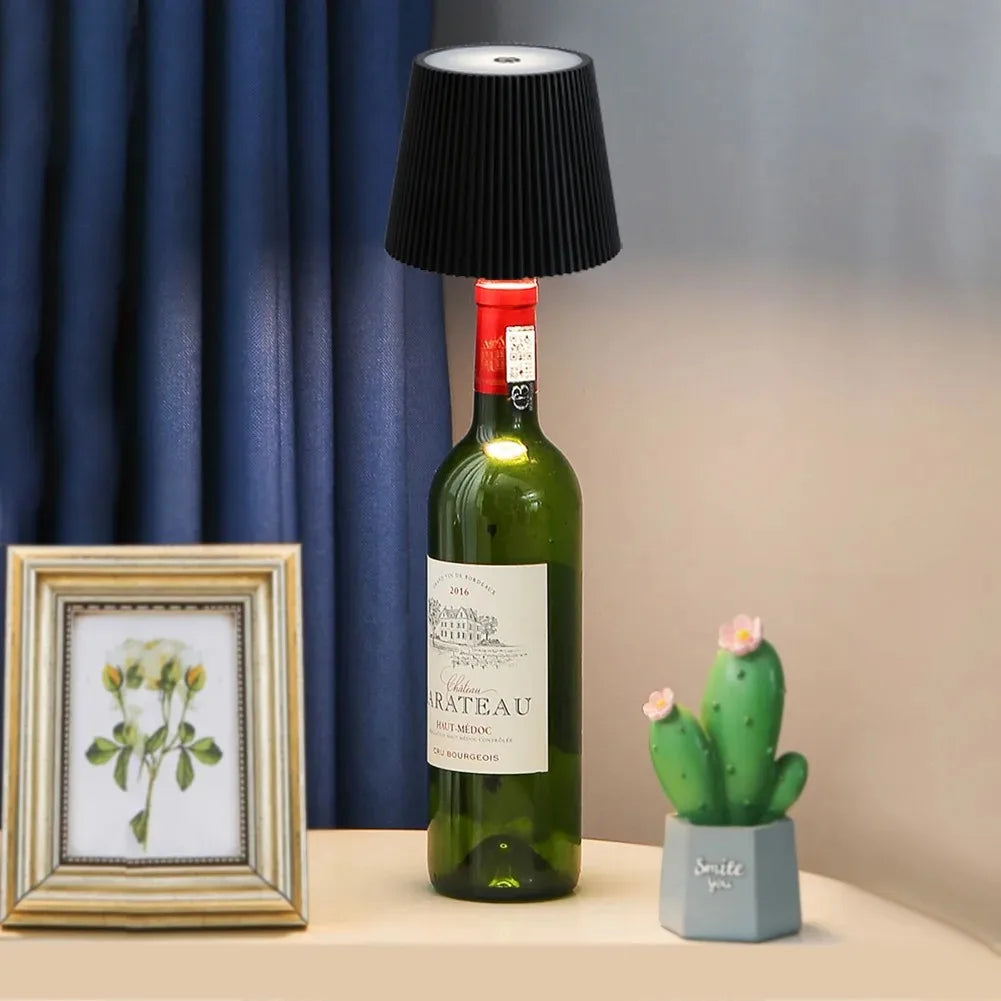 Wireless Bottle Table Lamp Touch Control of 3 Colors and Stepless Dimming Night Lamp Suitable for Bar Wine Bottles Desk Lights