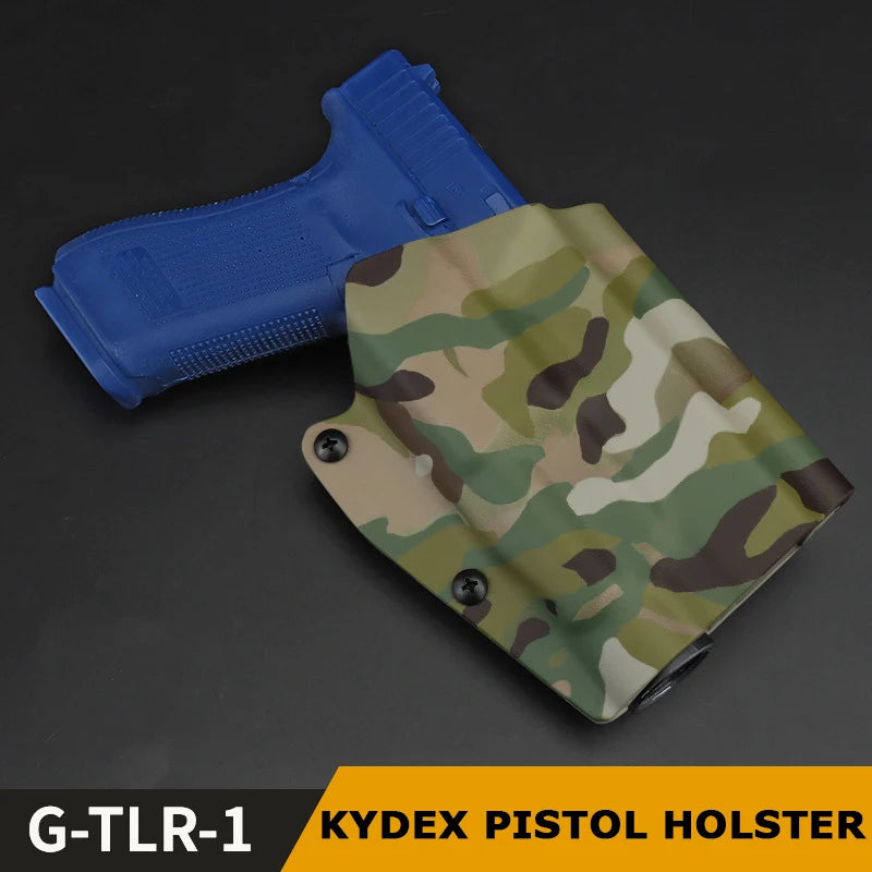 Kydex Tactical Pistol Gun Holster for GL17 19 19X 45 TLR-1 Flashlight Holster Quick Draw Hunting Belt Waist Holster