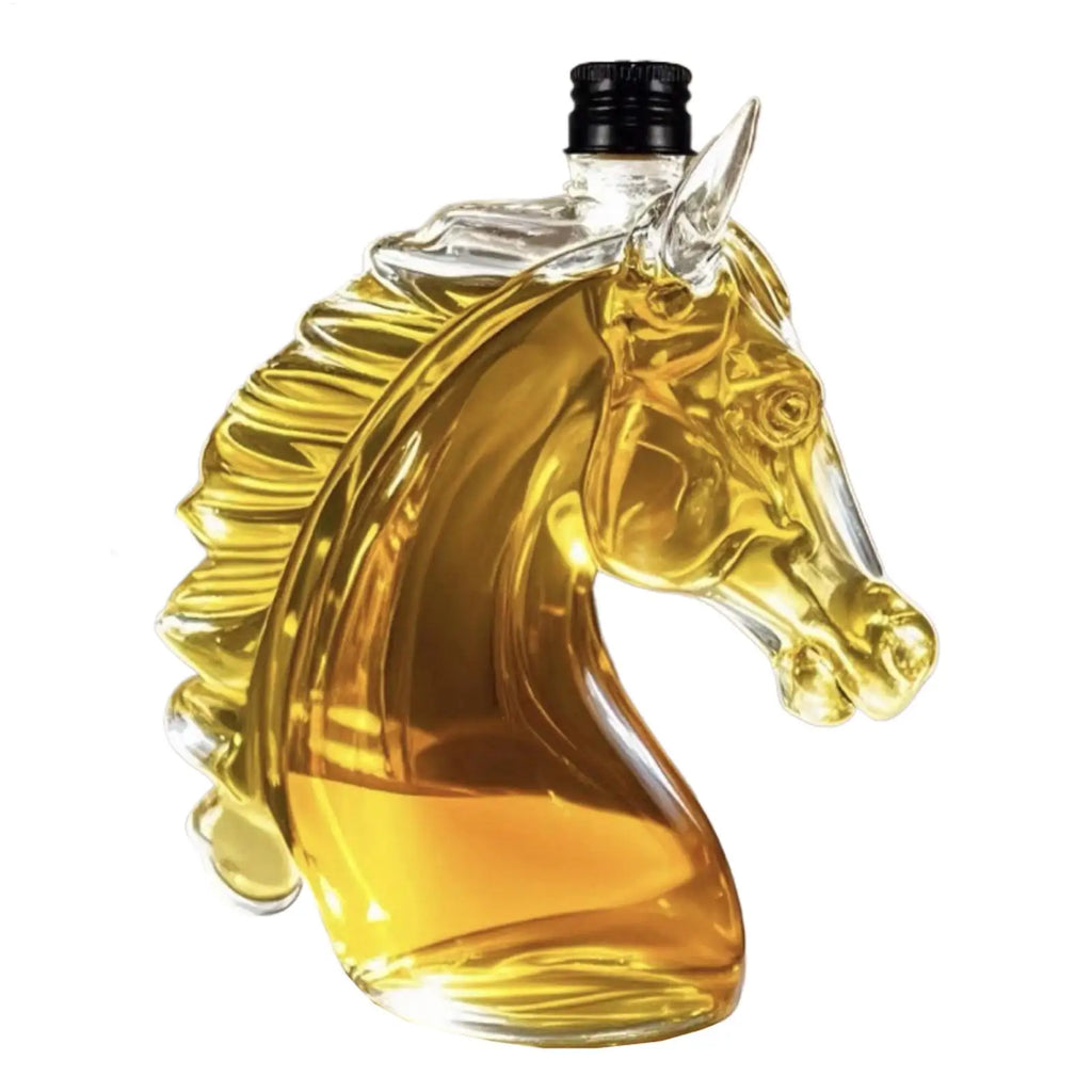 Whiskey Decanter 350ml Horse Head Shape Bar Tool Glass Whiskey Wine Decanter Bottle for Father Men Husband Dad Boyfriend Him