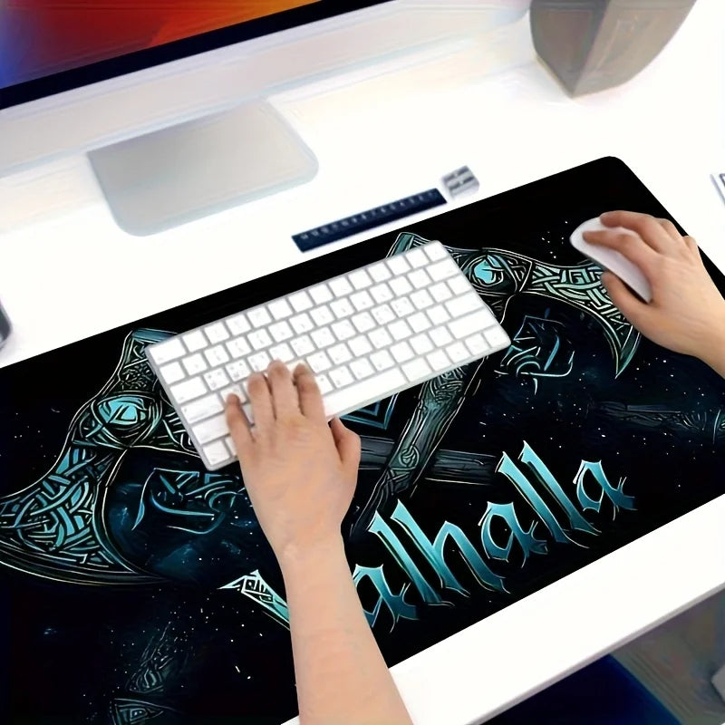 Viking Valhalla Gaming Desk Mat Gaming mats Mouse pad large Mousepad 400X900 PC Computer Double axe design rune Extended pad