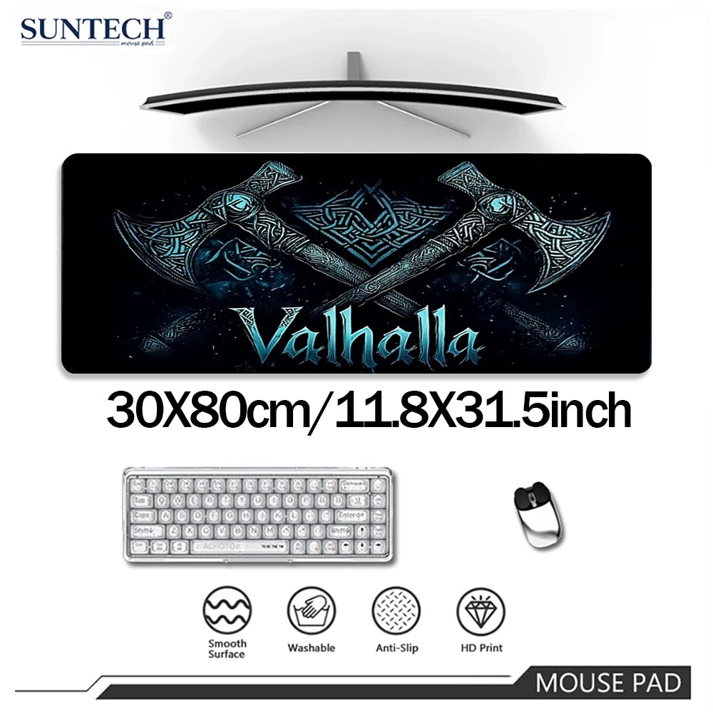 Viking Valhalla Gaming Desk Mat Gaming mats Mouse pad large Mousepad 400X900 PC Computer Double axe design rune Extended pad