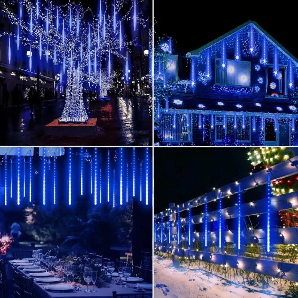 30cm 8Tubes LED Meteor Shower Lights AA Battery Indoor/Outdoor Decor for Trees, Yards, Gardens, Parties, Christmas, Halloween